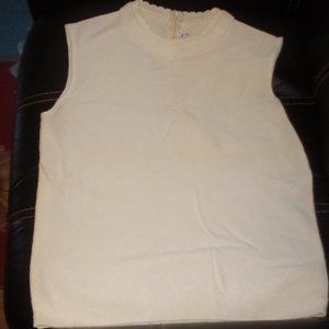 Vintage Exmoor ladies sweater sleeveless zipper back ivory colored size 36